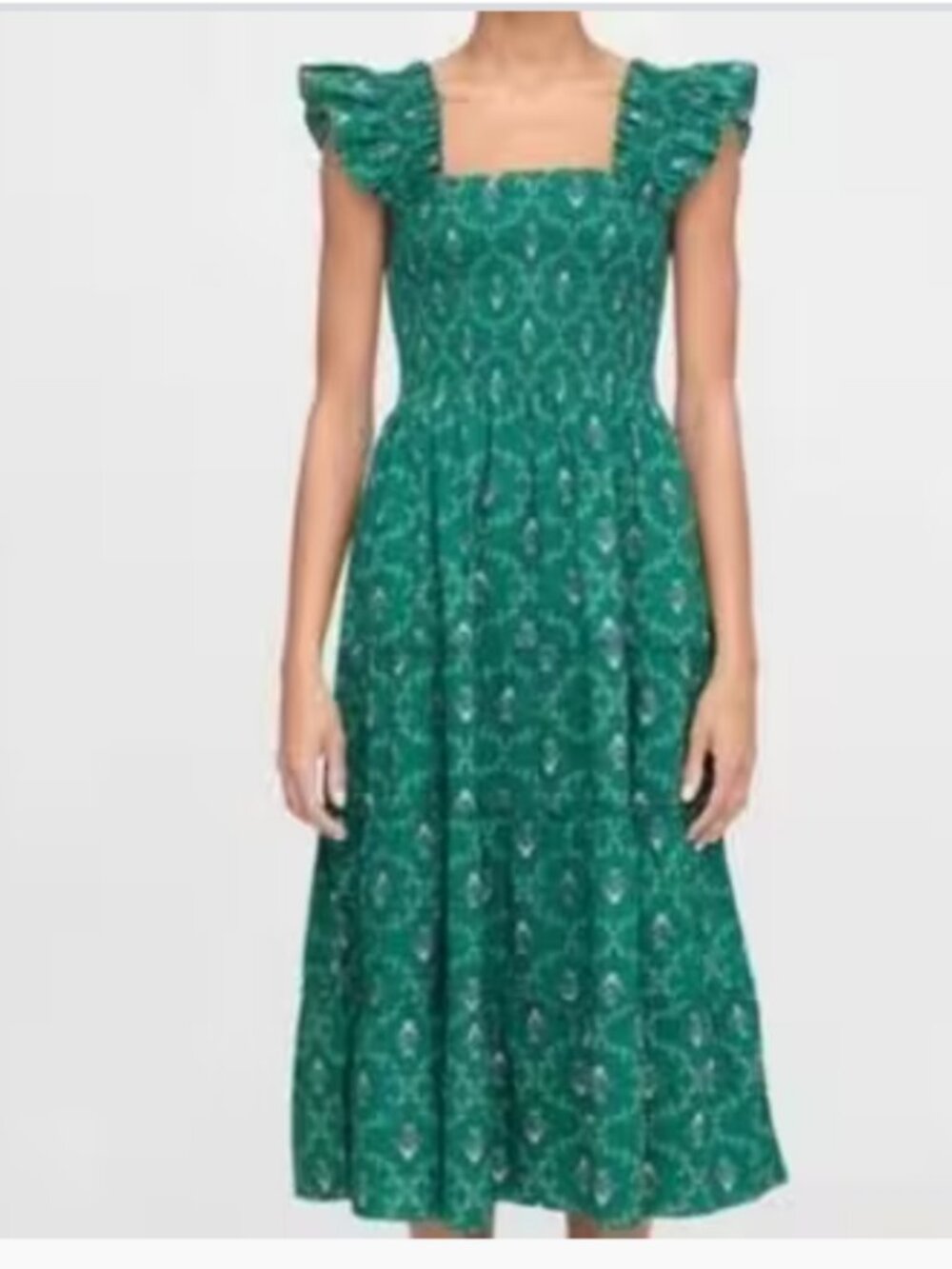 Hill House The Ellie Nap Dress In Emerald Trellis MEDIUM